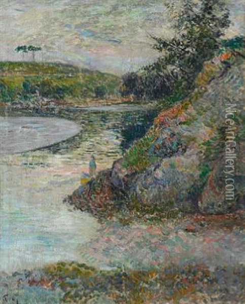 Bord De L'aven (the Banks Of River Aven), Brittany Oil Painting - Paul Gauguin