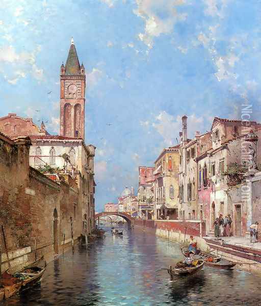 Rio St. Barnaba, Venice Oil Painting - Franz Richard Unterberger