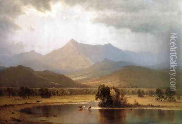 A Passing Storm in the Adirondacks Oil Painting - Sanford Robinson Gifford