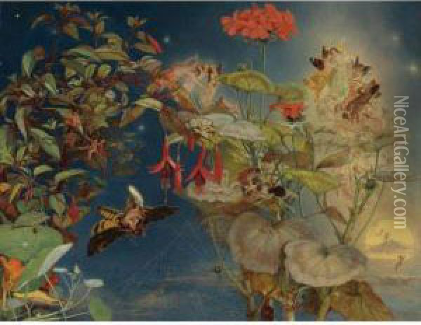 Midsummer Night's Fairies Oil Painting - John George Naish