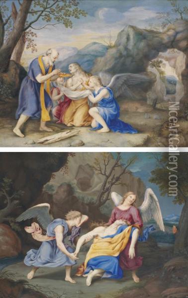 La Communion De Sainte Marie - Madeleine, La Mort De Sainte Marie - Madeleine Oil Painting - Giovanna Garzoni