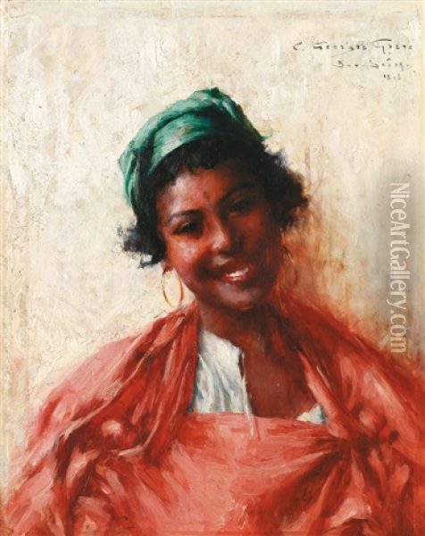 Jeune Fille De Bou-saada Oil Painting - Georges Gaste