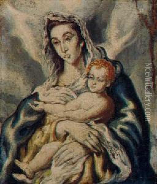 Madonna And Child Oil Painting - El Greco (Domenikos Theotokopoulos)