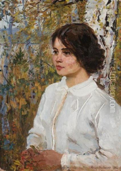 Portrait Of A Girl Oil Painting - Nikolai Petrovich Bogdanov-Belsky