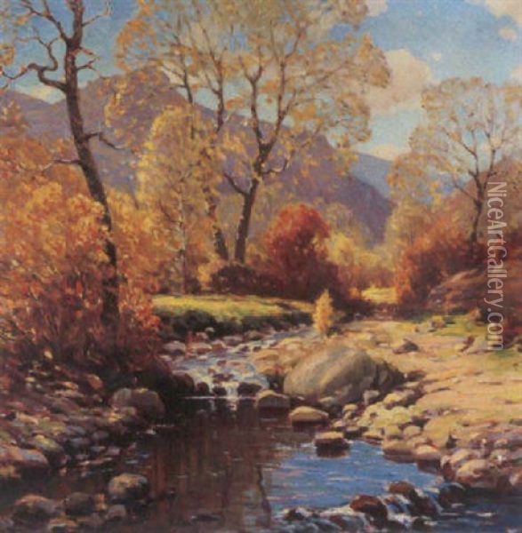 A Colorado Mountain Brook Oil Painting - Robert Alexander Graham