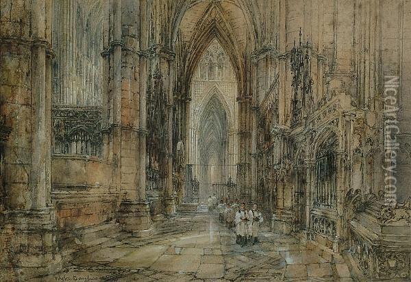Westminster Abbey, Interior Oil Painting - Wyke Bayliss
