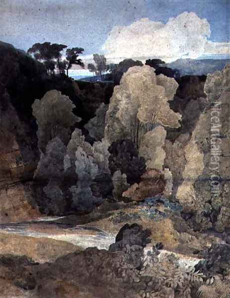 Devil's Elbow, Rokeby Park c.1806-7 Oil Painting - John Sell Cotman