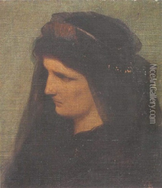 Junge Frau In Trauerkleidung Oil Painting - Anselm Friedrich Feuerbach