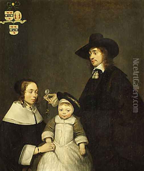 The van Moerkerken Family probably 1653 Oil Painting - Gerard Ter Borch