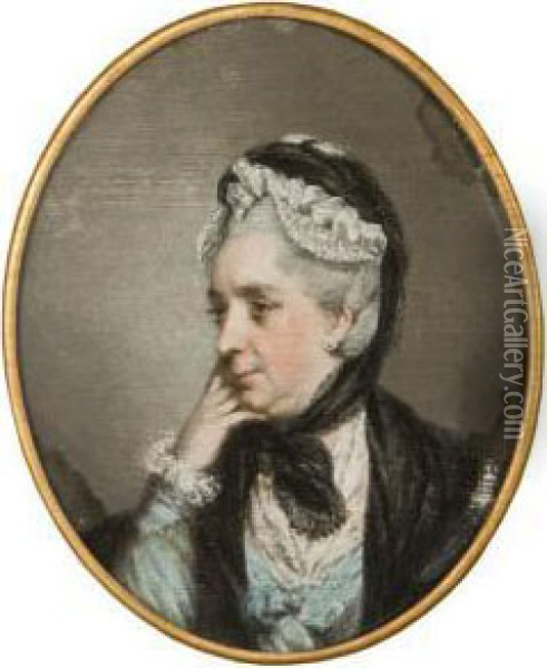 Portrait Of A Lady Wearing A Lace Cap. Oil Painting - Hugh Douglas Hamilton