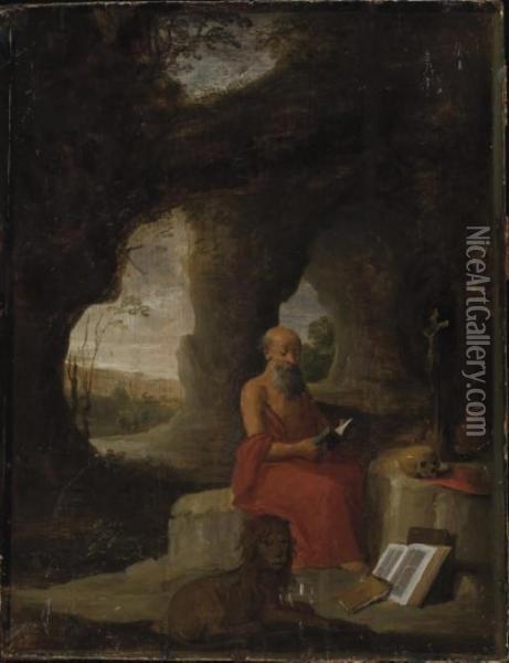 Saint Jara'me Et Le Lion Oil Painting - David The Younger Teniers