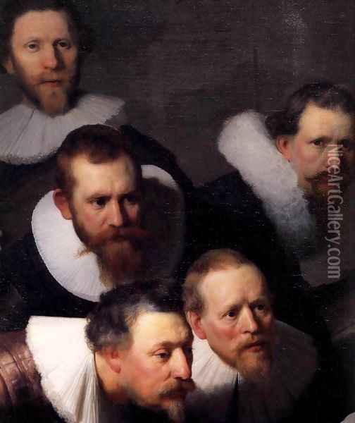 The Anatomy Lecture of Dr. Nicolaes Tulp (detail) Oil Painting - Rembrandt Van Rijn