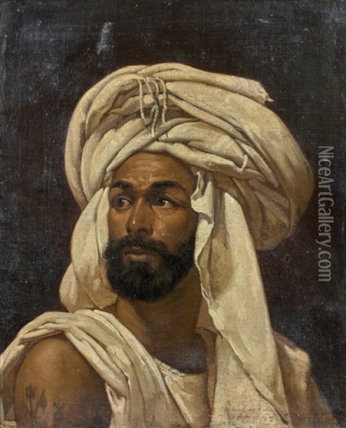 Portrait De Mohammed Ben Dahman Oil Painting - Eugene Victor de Flogny