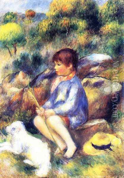 Young Boy by the River Oil Painting - Pierre Auguste Renoir