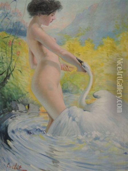 Leda Et Le Cygne Oil Painting - Antoine Calbet