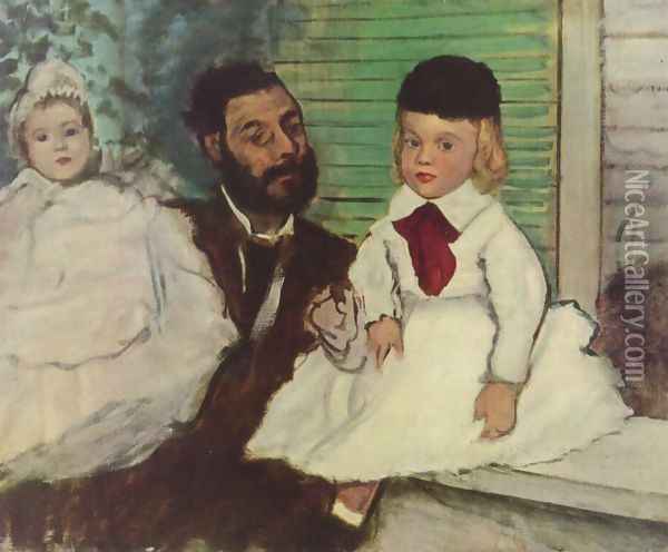 Portrait of Grafen Lepic and Töchter Oil Painting - Edgar Degas