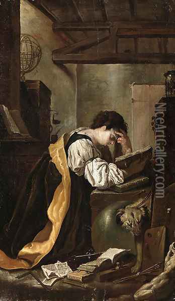 Reading Oil Painting - Domenico Fetti
