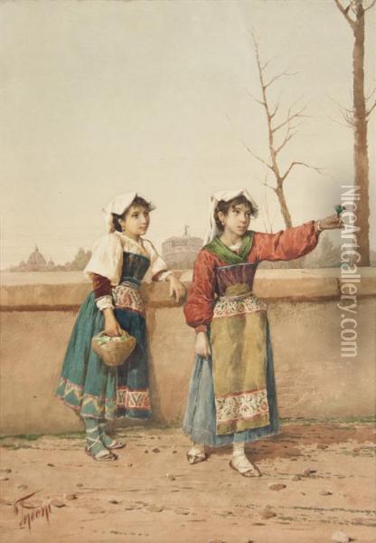 Two Peasant Girls Oil Painting - Filippo Indoni