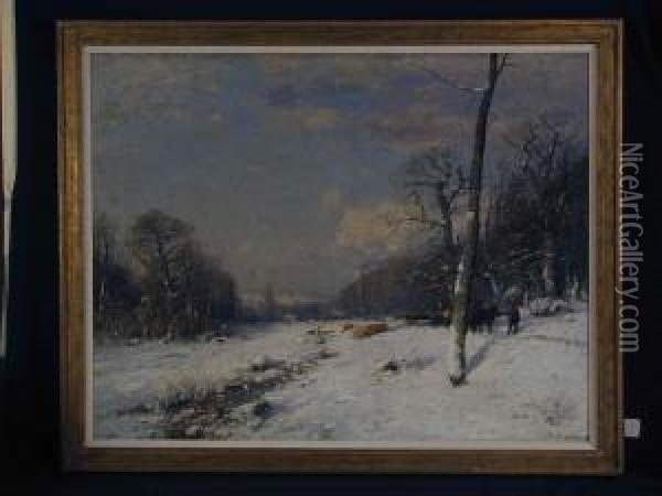 Winterlandschaft Mit Holzfuhre Oil Painting - Wilhelm Schroeter
