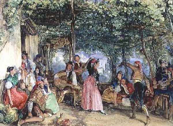 The Fiesta at Granada Oil Painting - John Frederick Lewis