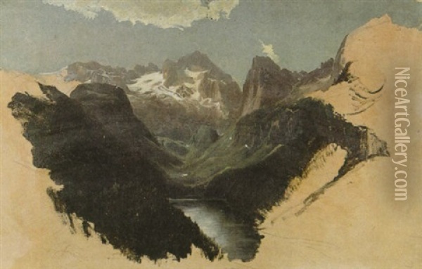 Alpine Hochgebirgslandschaft Mit Einem See Oil Painting - Carl Maria Nicolaus Hummel