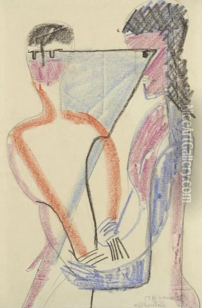 Selbstkontrolle Oil Painting - Ernst Ludwig Kirchner