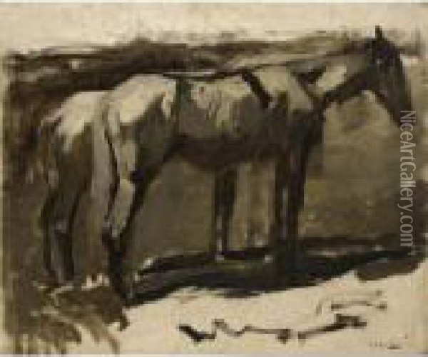 'werkpaarden' Oil Painting - George Hendrik Breitner