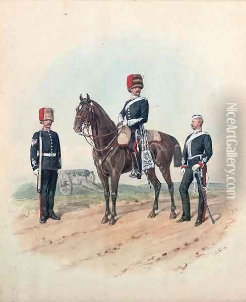 Officers of the Royal Artillery Oil Painting - Richard Simkin