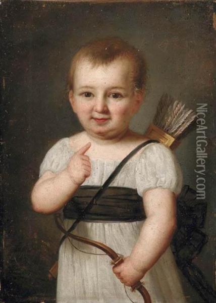 Ritratto Di Bambino Come Cupido Oil Painting - Galinotti Giovanni Il Giovane