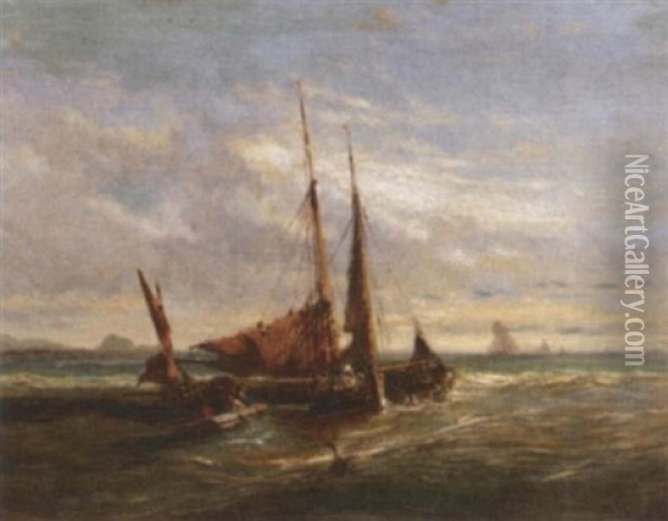At Anchor In An Offshore Swell Oil Painting - Jules Achille Noel