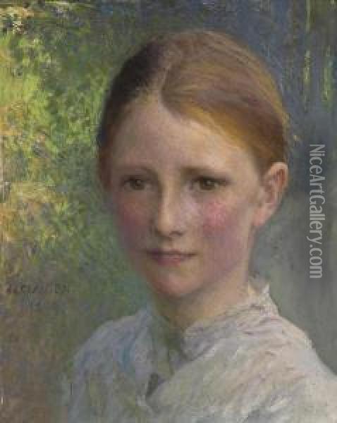 Study For Head Of A Girl Oil Painting - George Clausen