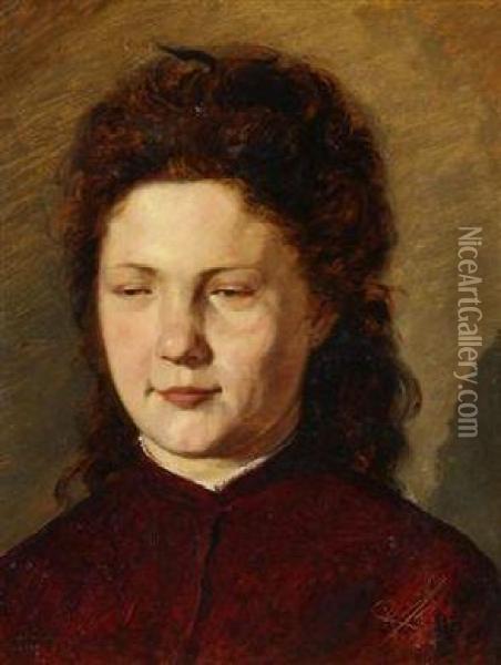 A Likeness Of A Girl Oil Painting - Roubalik Bohumir