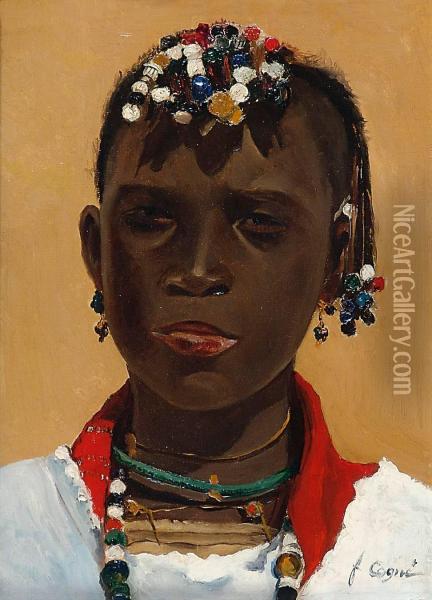 Africaineaux Nattes Oil Painting - Francois Victor Cogne