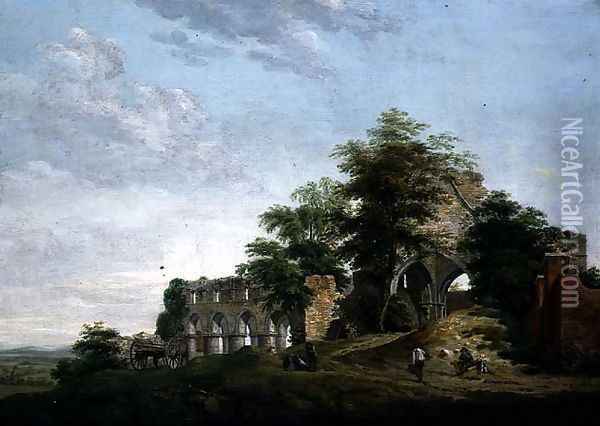 Ruins of Buildwas Abbey, 1770 Oil Painting - Michael Angelo Rooker