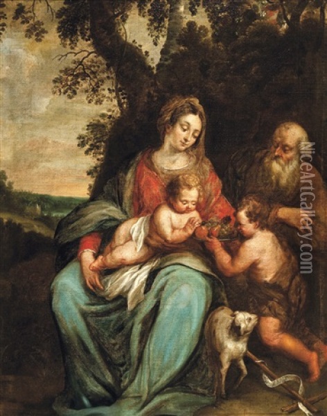 La Sainte Famille Avec Le Jeune Saint Jean Baptiste Dans Un Paysage Oil Painting - Jan Thomas Van Yperen
