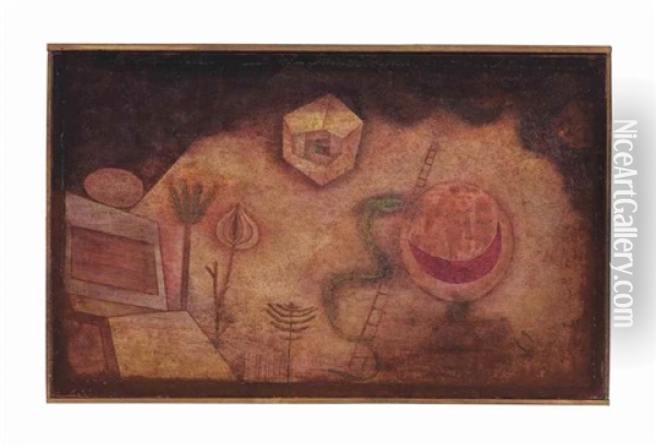 Die Schlange Auf Der Leiter Oil Painting - Paul Klee