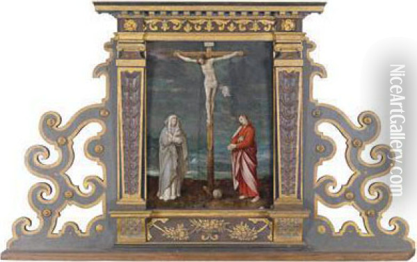 A Crucifixion Group Oil Painting - Adriaen Isenbrandt (Ysenbrandt)