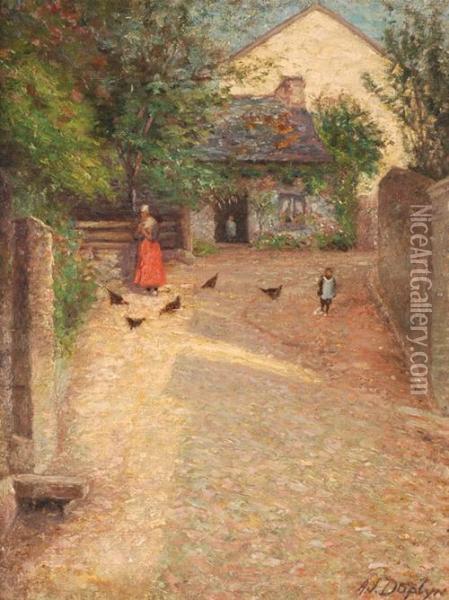 Farmyard In Normandy Oil Painting - Alfred James Daplyn