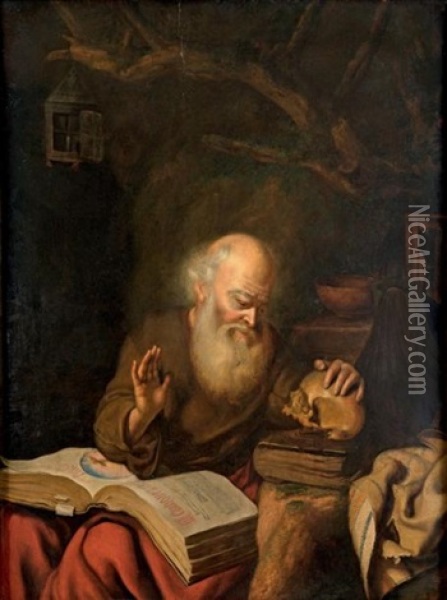 Saint Jerome En Meditation Oil Painting - Jan Adriaensz van Staveren