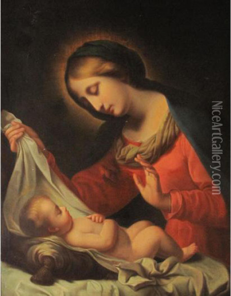 Madonna Con Bambino Oil Painting - Luigi Bardi