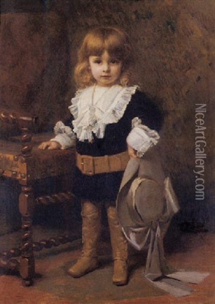Portrait Of A Boy In Finery Oil Painting - Ferdinand Victor Leon Roybet