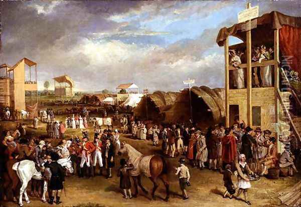 An Extensive View of the Oxford Races Oil Painting - Charles Turner