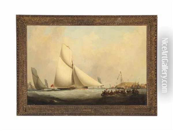 The Arrival Of A Schooner In A Harbor Oil Painting - Nicholas Condy