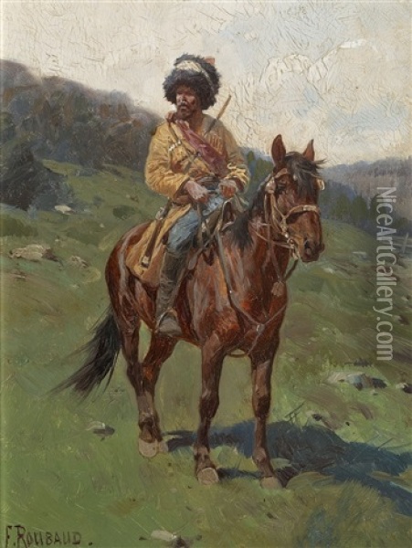 Tscherkessischer Reiter Oil Painting - Franz Roubaud