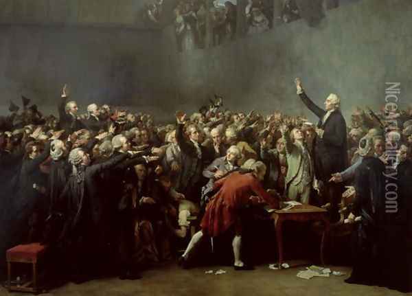 The Tennis Court Oath, 20th June 1789, 1848 Oil Painting - Louis Charles Auguste Couder