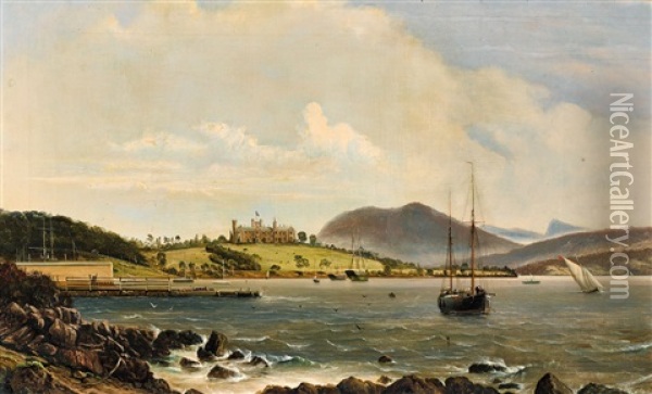 View Of Government House, Hobart, From The Queens Domain Oil Painting - Haughton Forrest