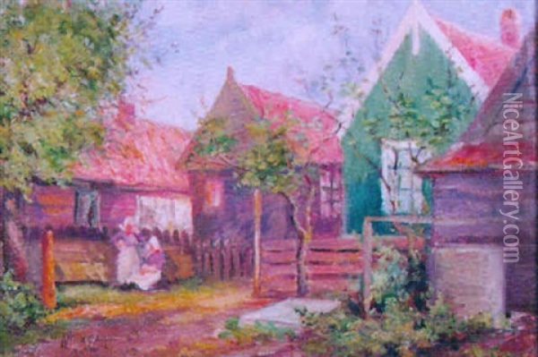 Dutch Village Scene Oil Painting - Anna Coy