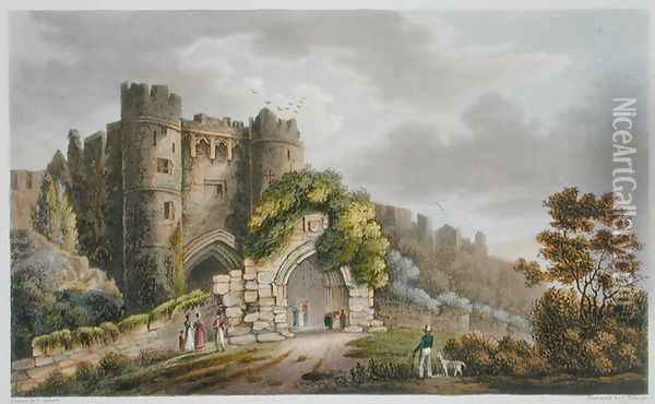 Carisbrook Castle, from 'The Isle of Wight Illustrated, in a Series of Coloured Views' Oil Painting - Frederick Calvert