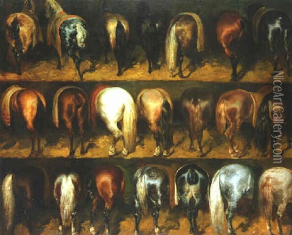 Etude De Croupes De Chevaux Oil Painting - Theodore Gericault