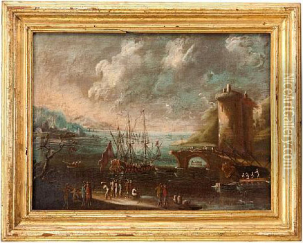 Cappricio Harbour Scene Oil Painting - Agostino Tassi